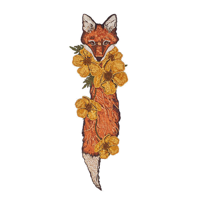 Women's Vintage Fox Flowers Embroidered Zipper Necktie