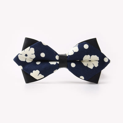 Men's Floral Double Layers Pointed Cotton Bow Tie