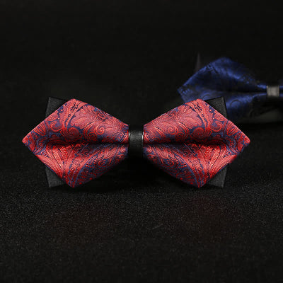 Men's Stalish Paisley Double Layers Pionted Bow Tie