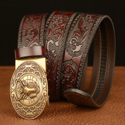 Men's Classical Sheep Head Buckle Leather Belt