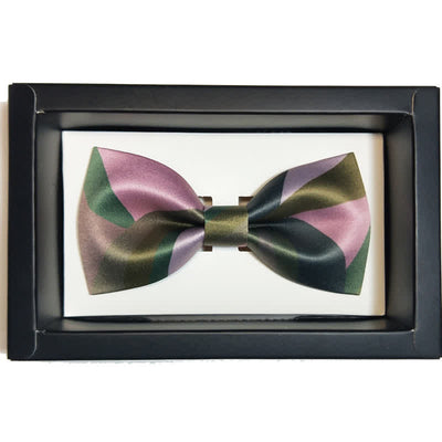 Men's Forest Green & Pink Double Layered Bow Tie