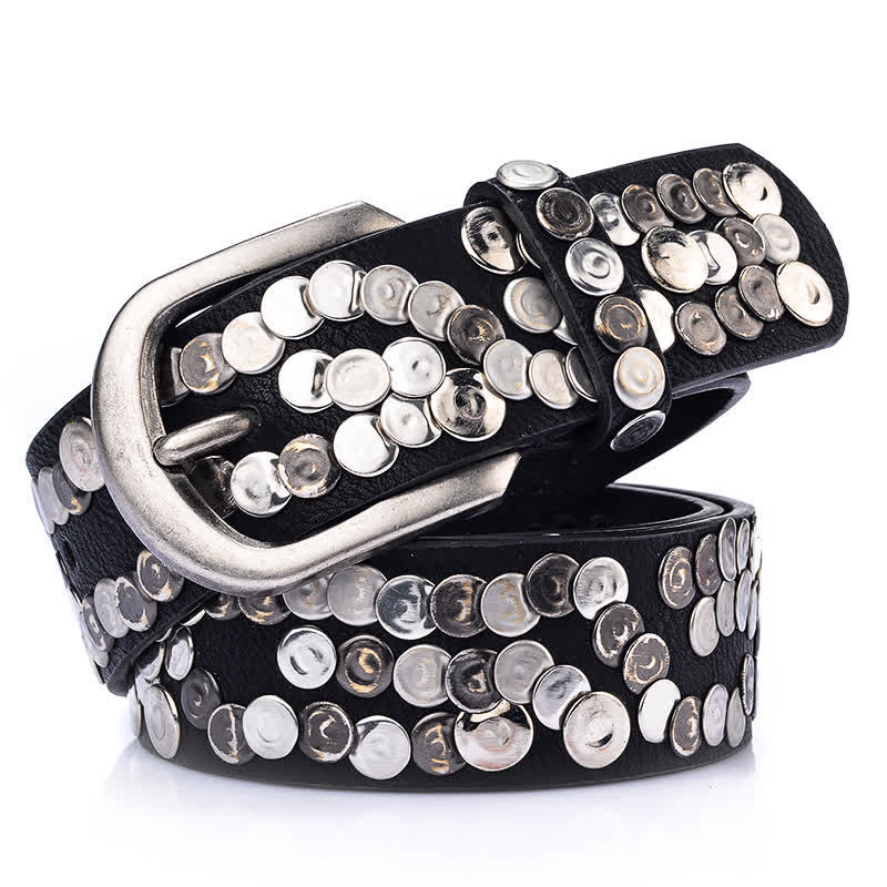 Women's Stylish Metal Plate Studded Leather Belt