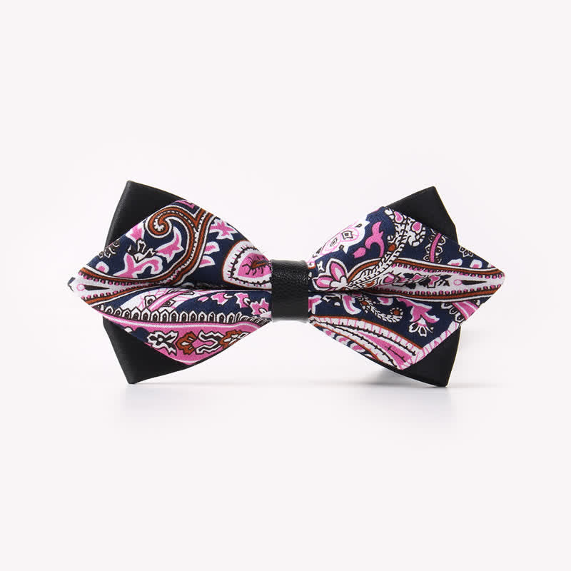 Men's Floral Double Layers Pointed Cotton Bow Tie