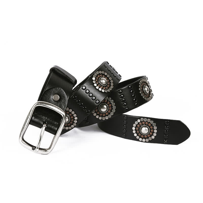 Assorted Round Rivets Decoration Punk Studded Leather Belt