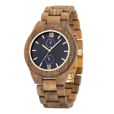 Men's Eco Friendly Wood Two Sub-Dial Wooden Watch