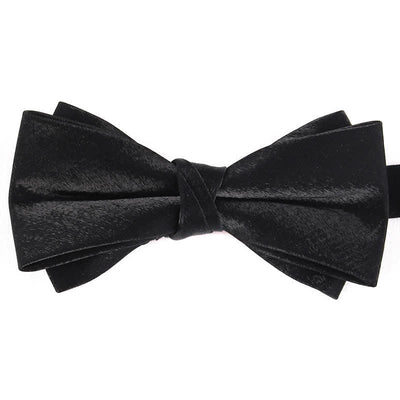 Men's Gloss Double Layer Solid Color Bow Tie