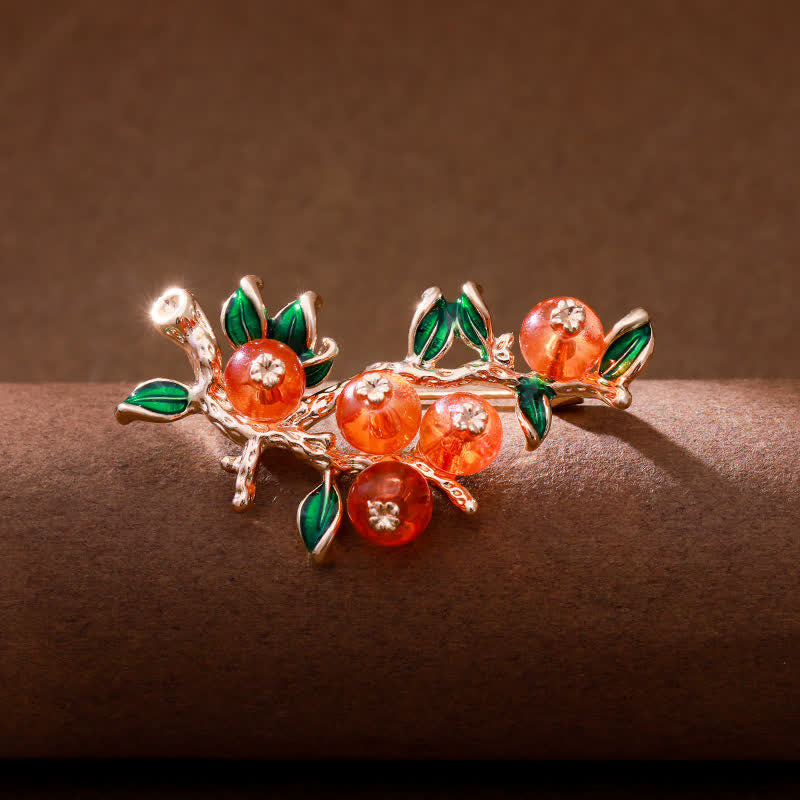 Women's Lucky Persimmon Tree Shape Brooch