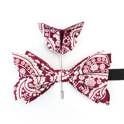 Men's Red & White Cashew Polka Dot Printed Bow Tie