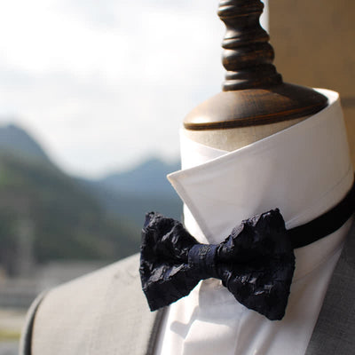Men's Elegant Black Jacquard Floral Bow Tie