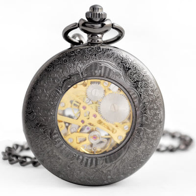 Hollow Rome Double Hunter Case Mechanical Pocket Watch