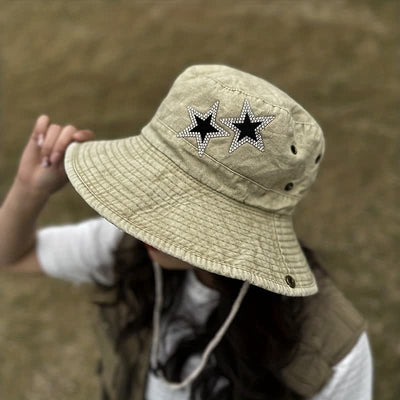 Unisex Rhinestones Star Cowboy Bucket Hat