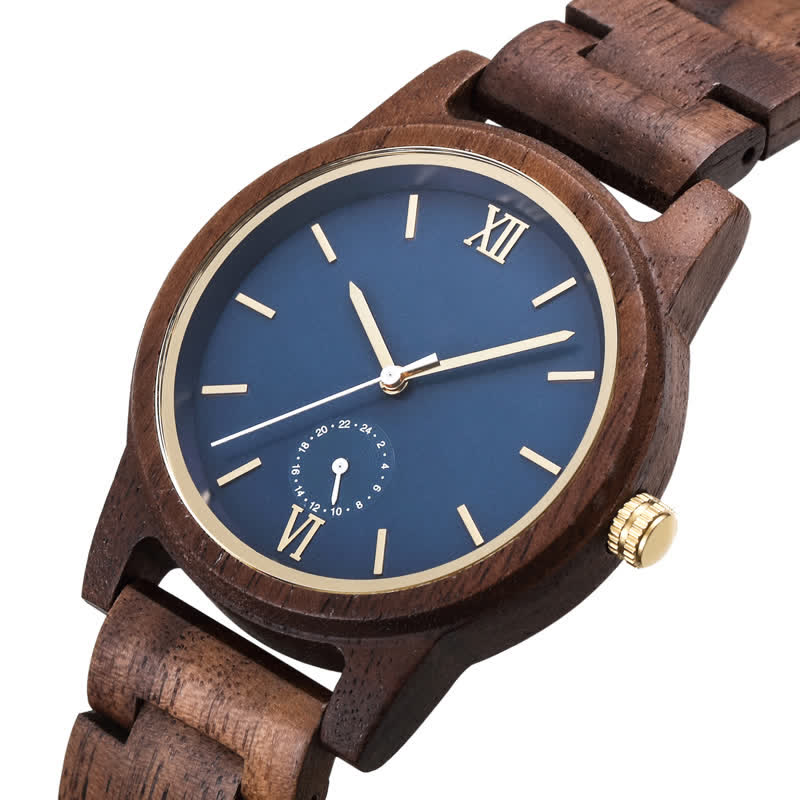 Men's Black Dial Quartz Movement Wooden Watch