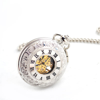 Classic Roman Numerals Antique Mechanical Pocket Watch