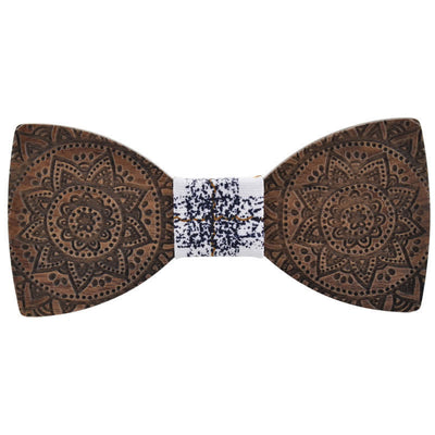 Men's Engraving Luxury Flower Wooden Bow Tie