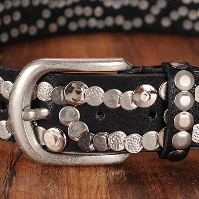 Women's Stylish Metal Plate Studded Leather Belt