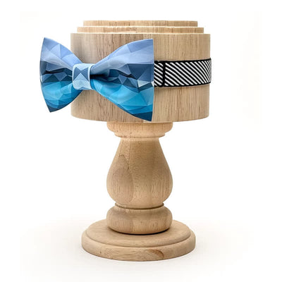 Men's Sky Blue Geometric Printing Bow Tie