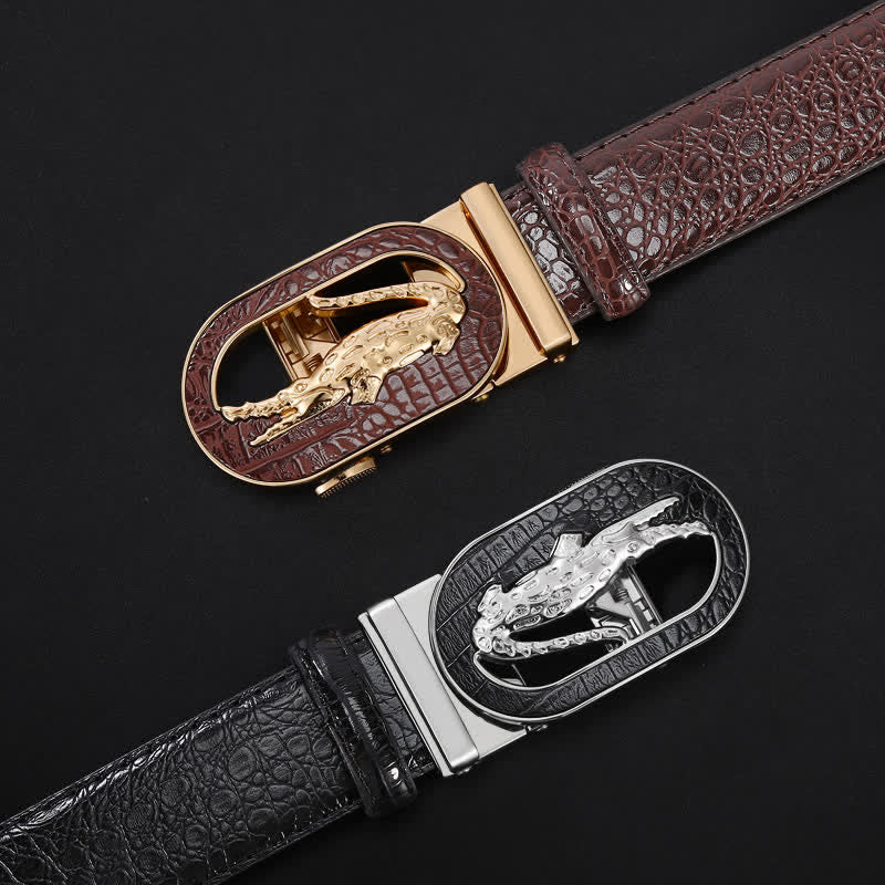 Men's Hollow Out Crocodile Automatic Buckle Leather Belt