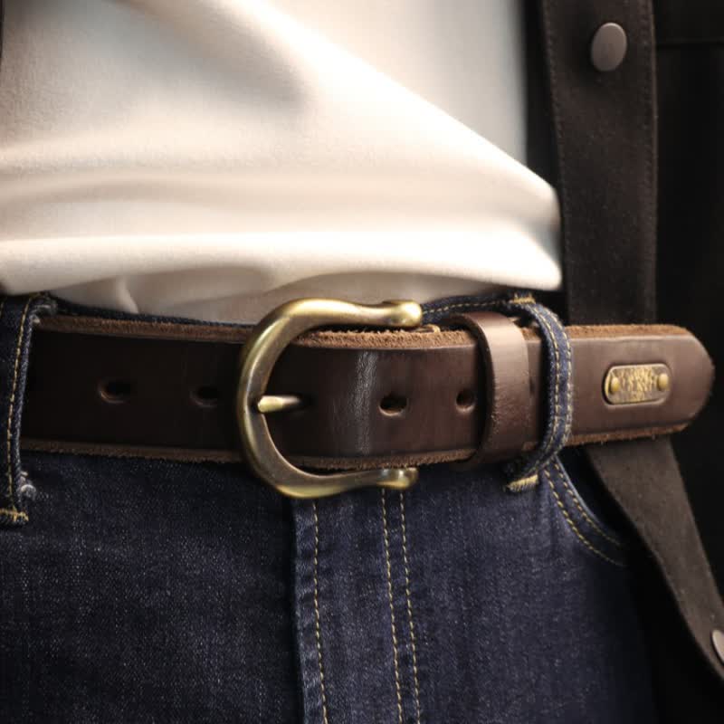 Men's Handmade Distressed Thicken Retro Leather Belt