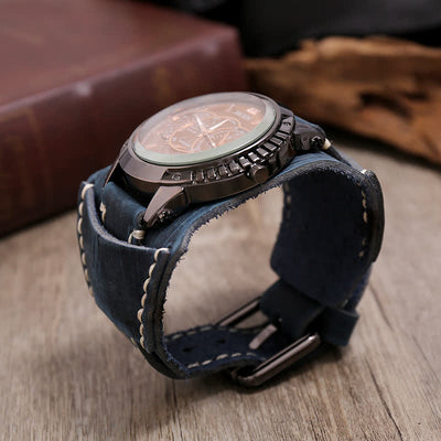 Men's Luxury Big Dial Bracelet Leather Watch