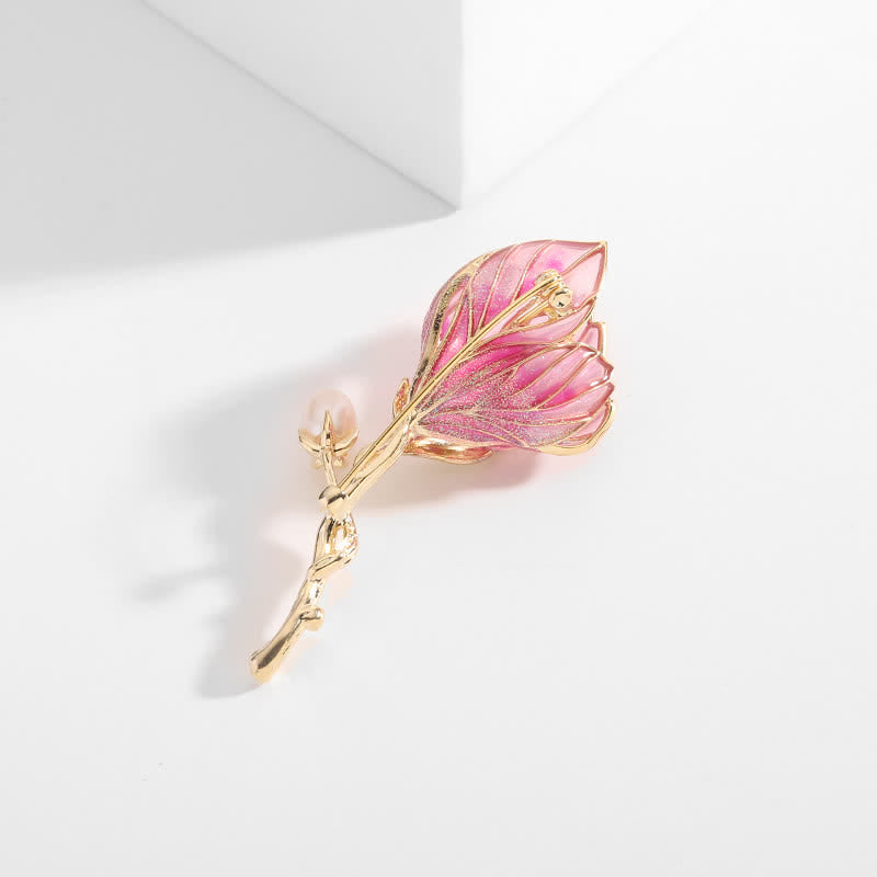 Women's Enamel Magnolia Flower Brooch