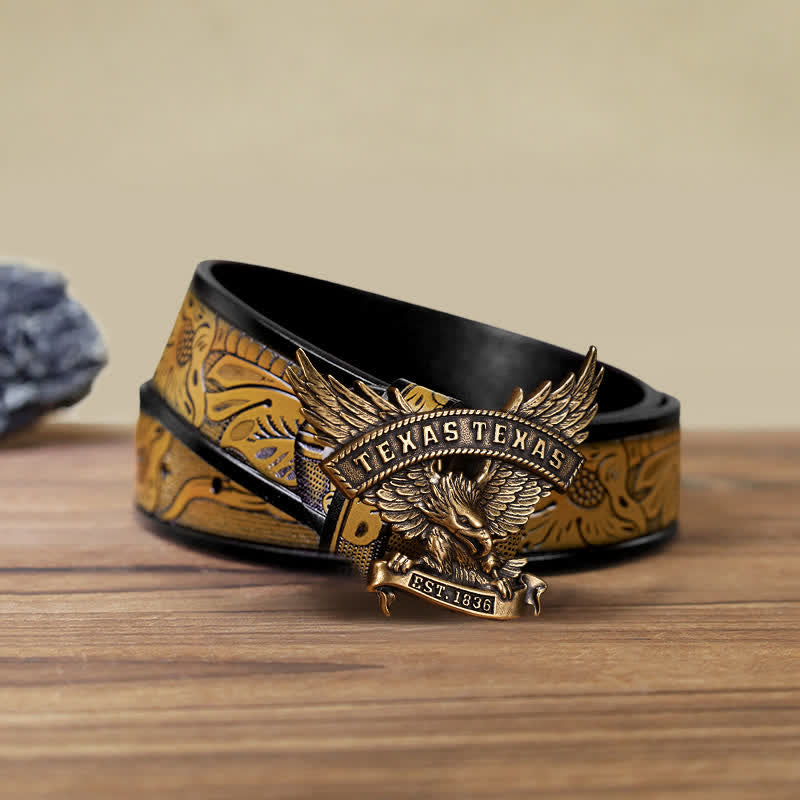 Men's DIY Retro Western Texas Eagle Buckle Leather Belt