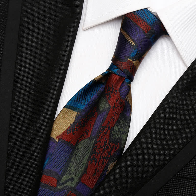 Men's Colored Maze Design Oil Painting Necktie