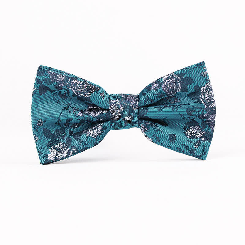 Men's Stunning Teal Floral Pattern Bow Tie