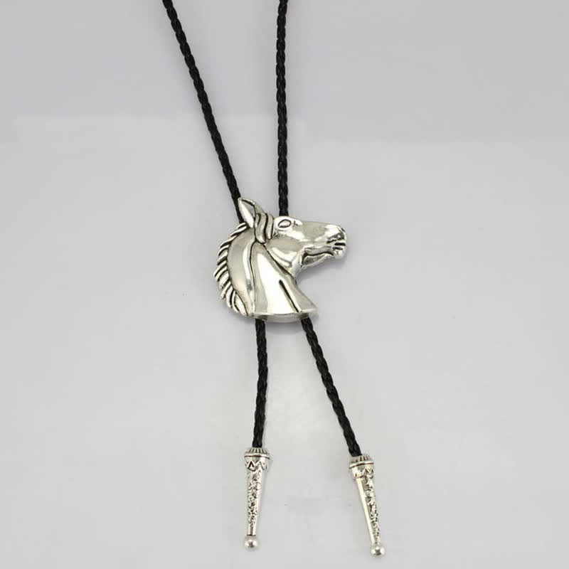 Stereoscopic Horse Head Cowboy Leather Bolo Tie