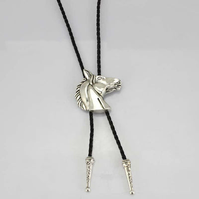 Stereoscopic Horse Head Cowboy Leather Bolo Tie