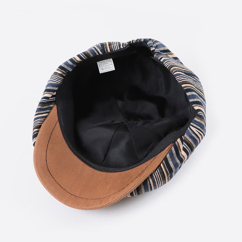 Unique Artist-Inspired Striped Octagonal Beret Hat