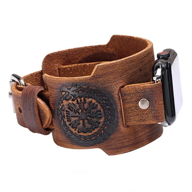 Viking Compass Dragon Totem Leather Watch Band
