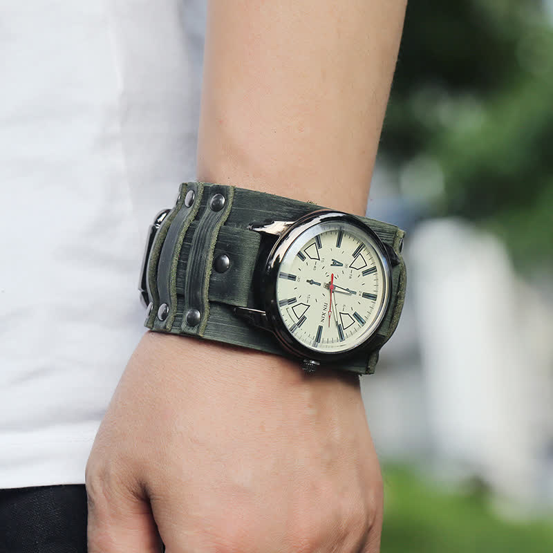 Men's Personalized Retro Fashion Cuff Leather Watch