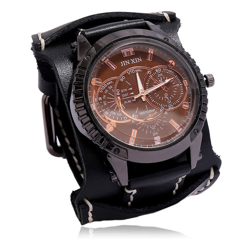 Men's Luxury Big Dial Bracelet Leather Watch