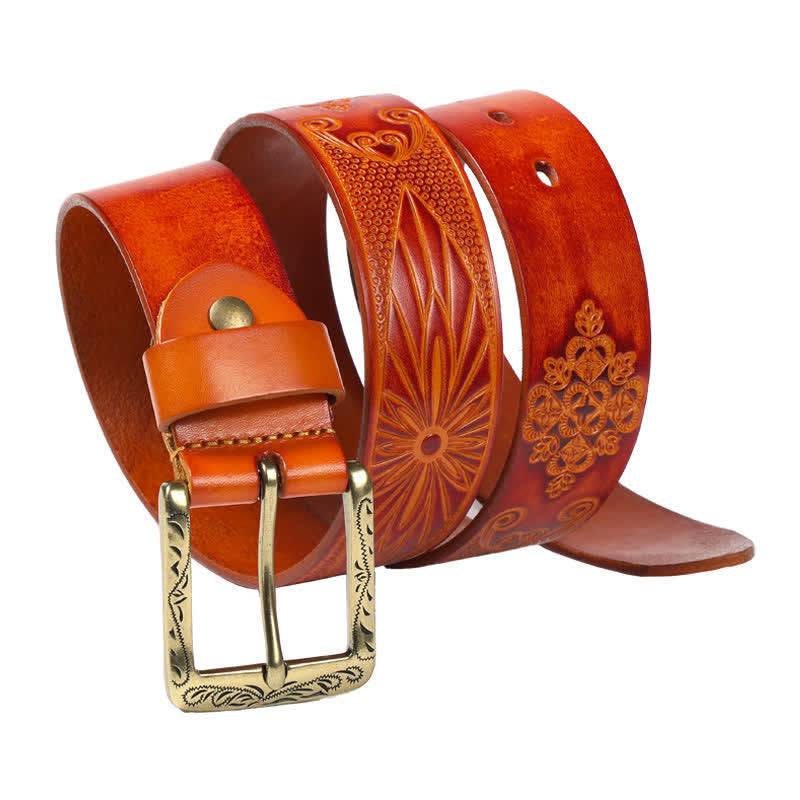 Medieval Exotic Embossed Pattern Leather Belt