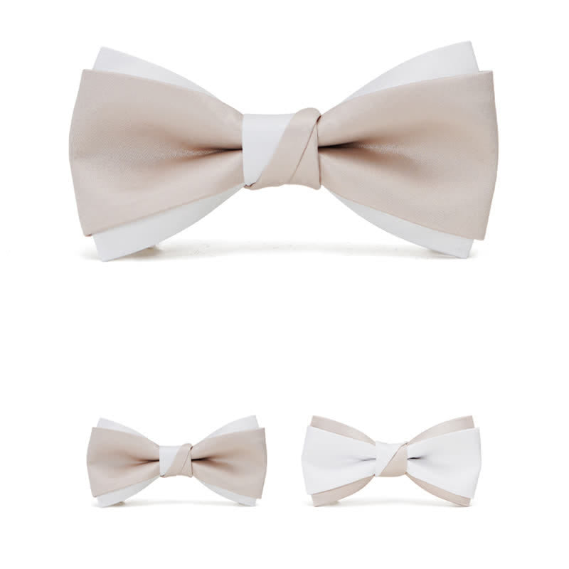 Men's Gentle Pink & White Double Layered Bow Tie