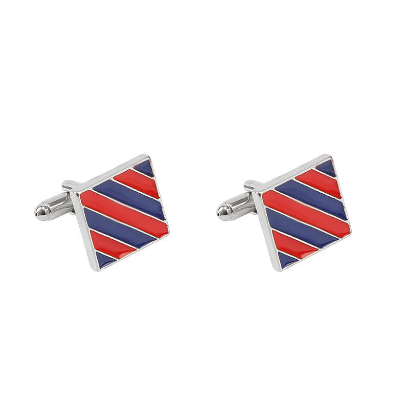 Men's Classical Two Tone Square Striped Cufflinks