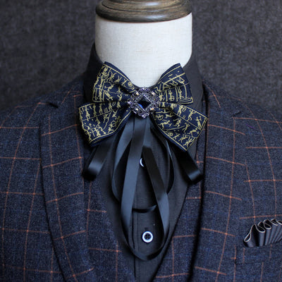 Classic British Style Ribbon Tassel Bow Tie