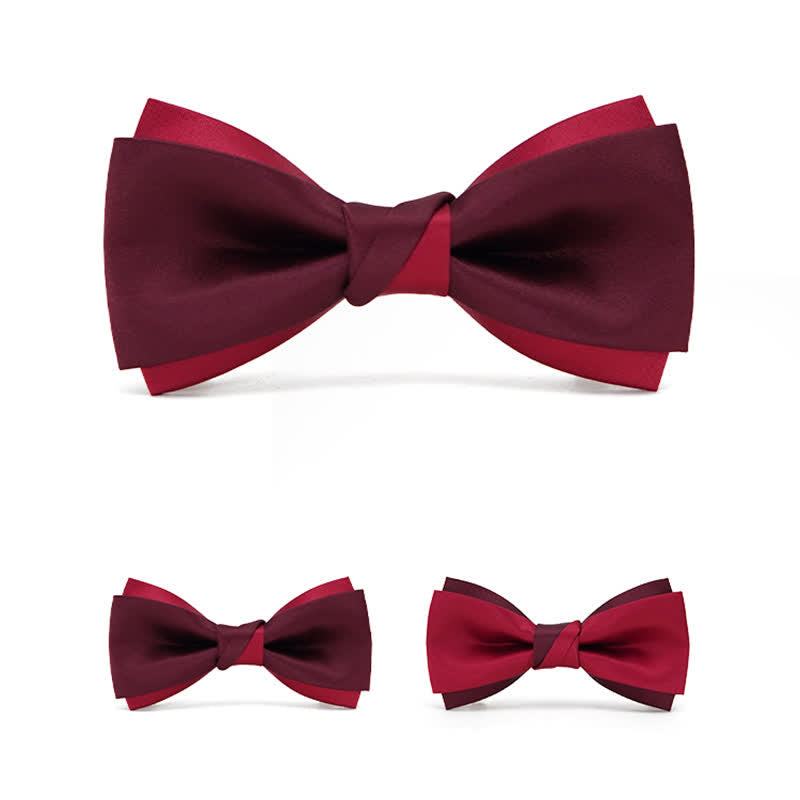 Men's Red Double Layered Formal Tuxedo Bow Tie
