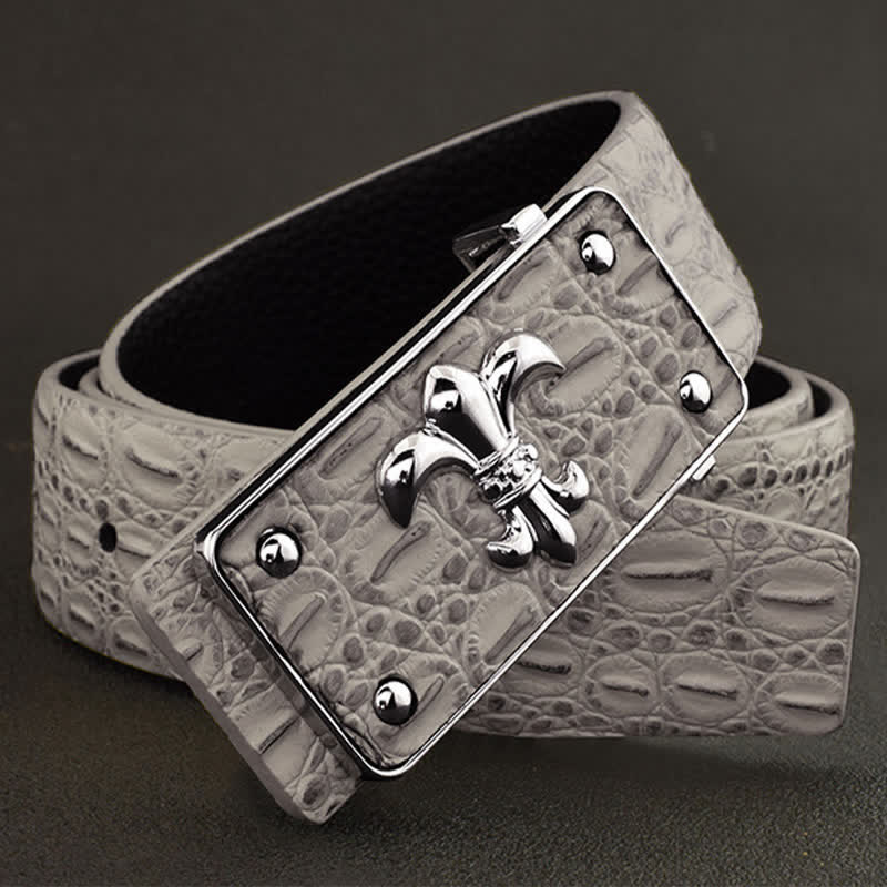 Men's Crocodile Printed Embossed Strap Leather Belt