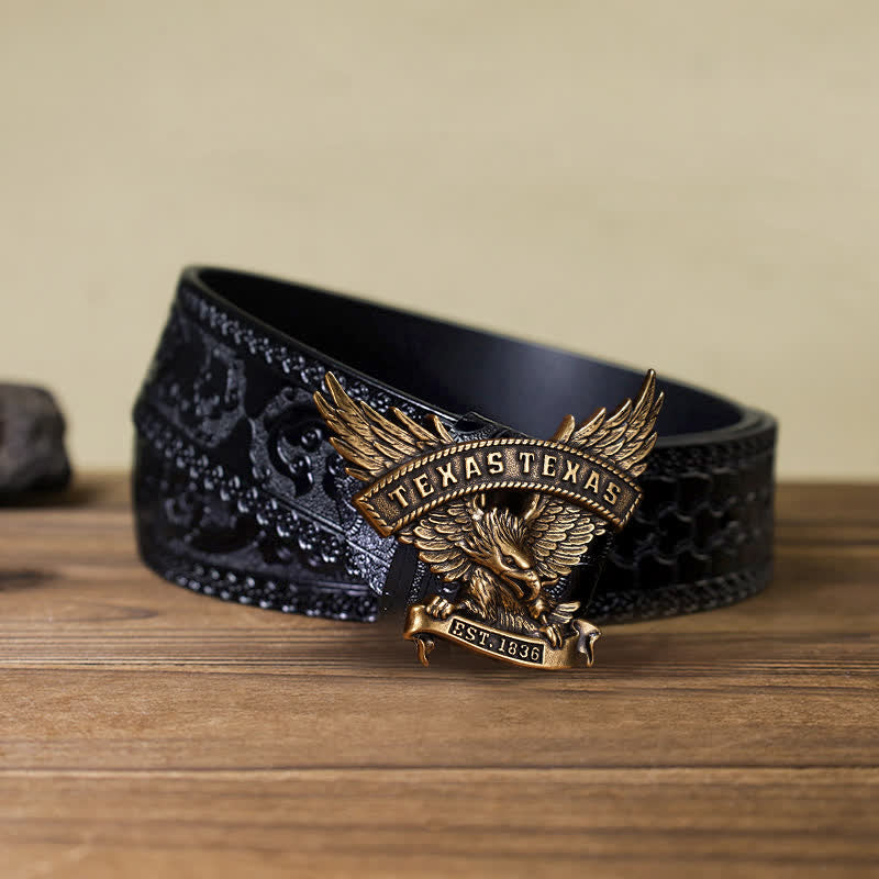 Men's DIY Retro Western Texas Eagle Buckle Leather Belt