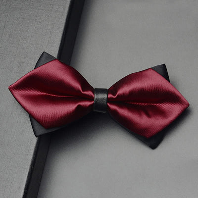 3Pcs Men's Classic Double Layered Pointed Bow Tie Set