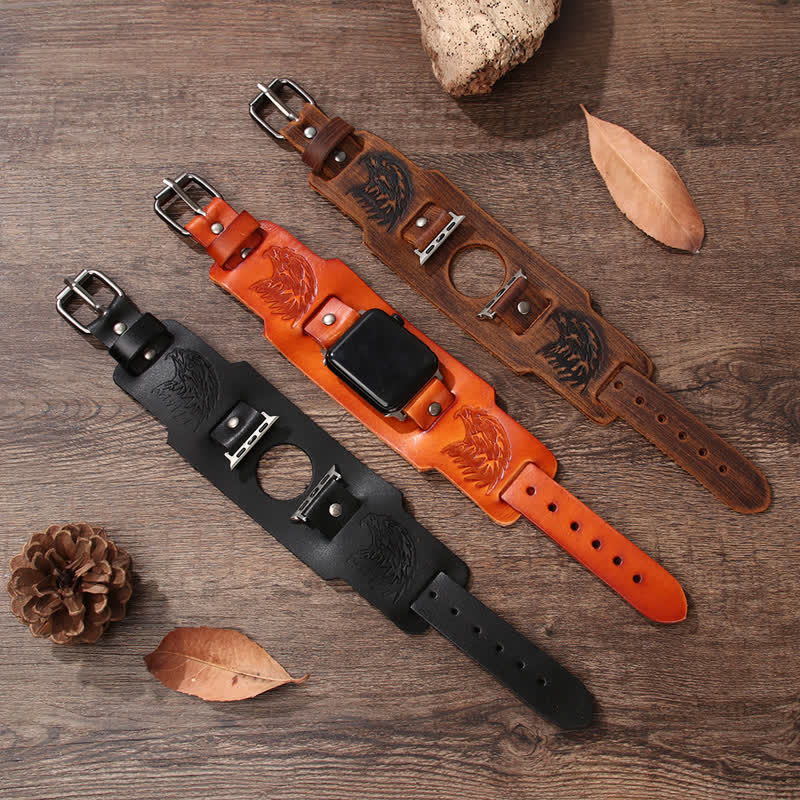 Male Eagle Viking Totem Leather Watch Band