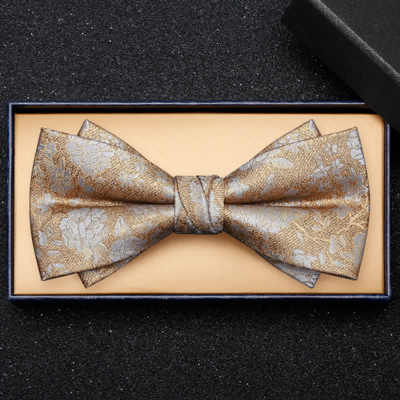 Men's Champagne Flowers Double Layers Bow Tie