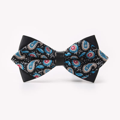 Men's Floral Double Layers Pointed Cotton Bow Tie