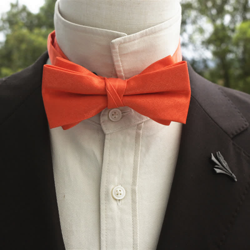 Men's Bright Double-Layered Solid Color Bow Tie