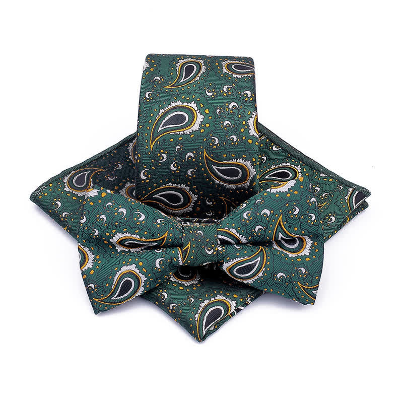 3Pcs Men's Cashew Flower Casual Bow Tie Necktie Set