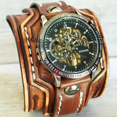 Men's Punk Steampunk Style Cuff Watch