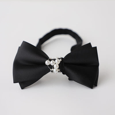 Men's Temperament Pearl Black Wedding Bow Tie