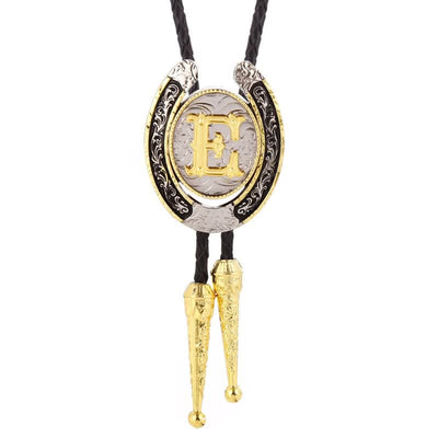 Modern Western Horseshoe Initial Letter A To Z Bolo Tie