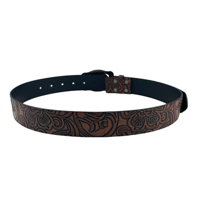 Boho Style Cow Head Western Embossed Leather Belt